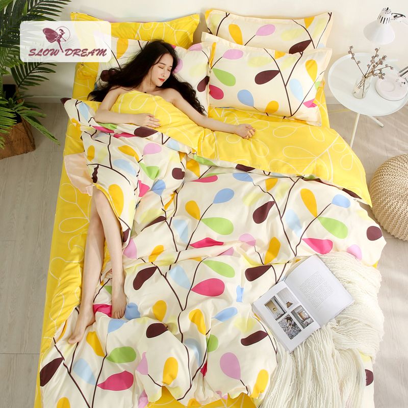 Slowdream Yellow Bedding Set Double Queen King Single Twin