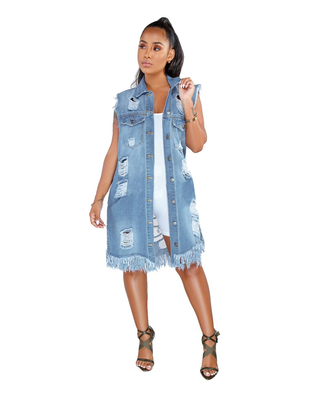 Acquistare Nuove Donne Buche Jeans Abito Bottoni Verso Il Colletto  Rovesciato Senza Maniche Retro Aperto Mini Abiti Di Jeans Casual Abiti  Economico | Consegna Veloce E Qualità | It.Dhgate
