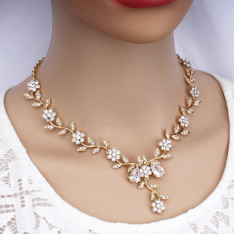 Jia Yi Jia Duo Elegante Conjunto De Joyas De Bodas De Flores Jia Yi Jia Duo Elegante Conjunto De Joyas De Bodas De Flores