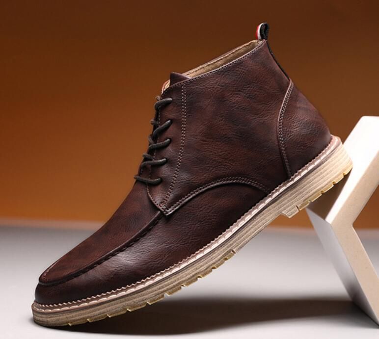 Acheter bottes homme biker cargo en cuir dessus cuir hommes bétail khaki