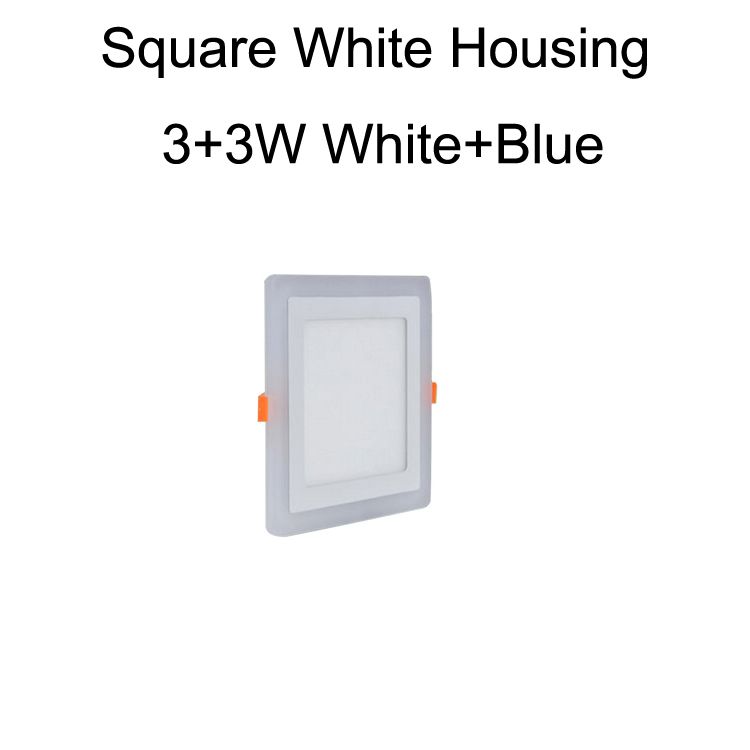 Vierkant wit behuizing 3 + 3W wit + blauw