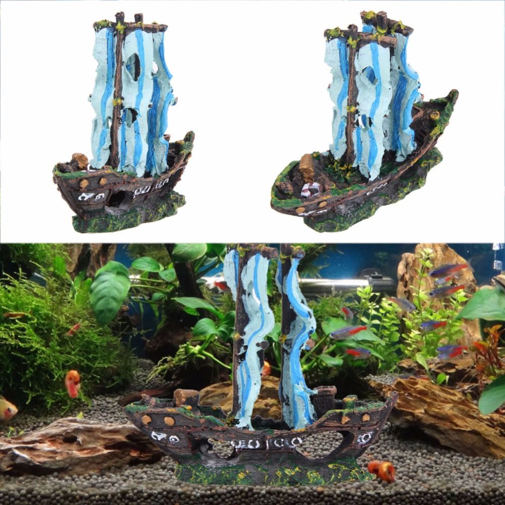 decorazione paesaggio acquario FUOBECIE modello di nave affondata Decorazioni per acquario accessori per acquari materiale in resina