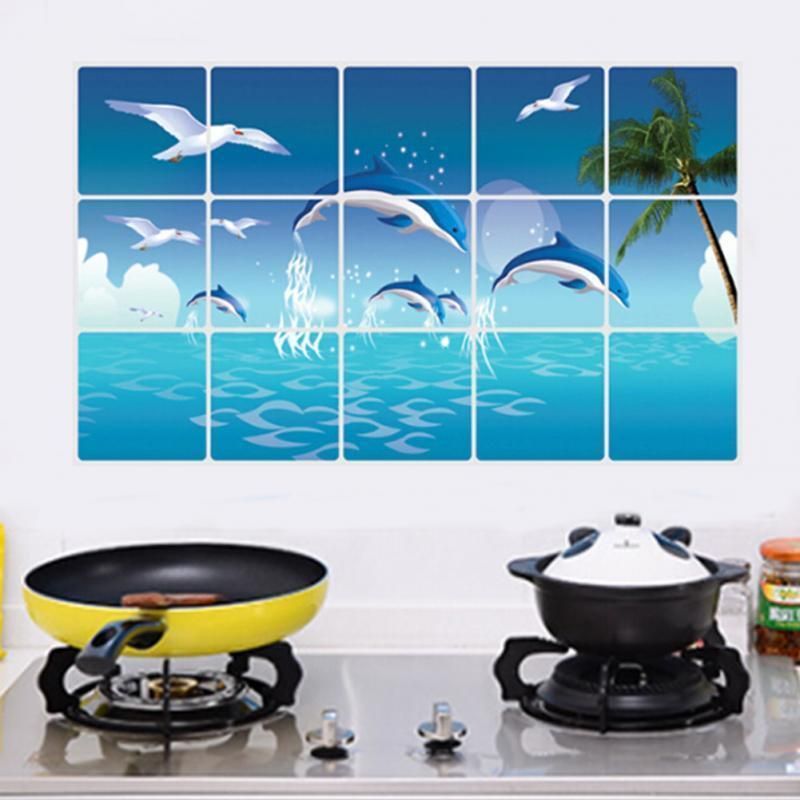 Decorative Dolphin Kitchen Waterproof Sticker Bathroom Tile For