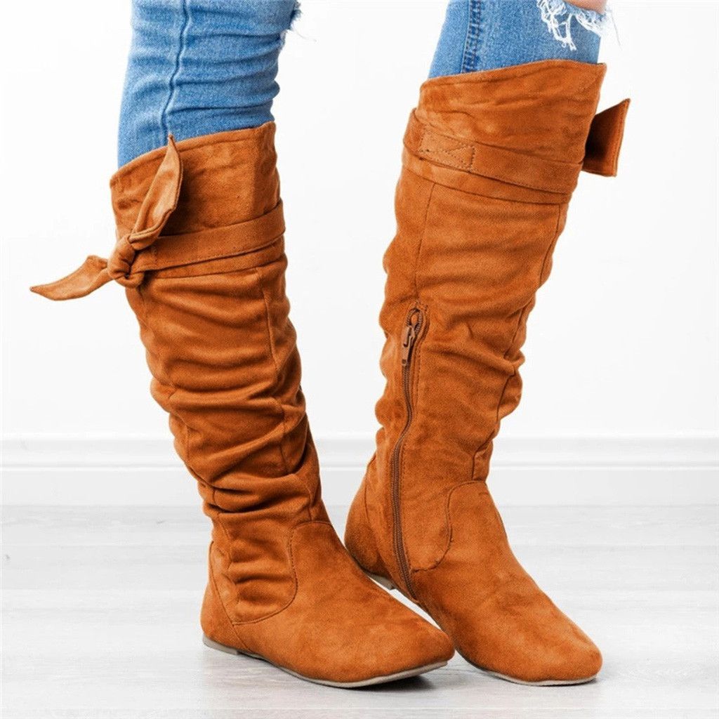 flat long boots for women