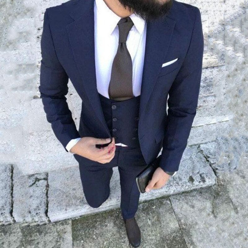 3 pieces men two button slim fit wedding party suits short jacket pants vest new