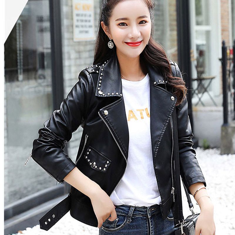 jaqueta de couro rock feminina