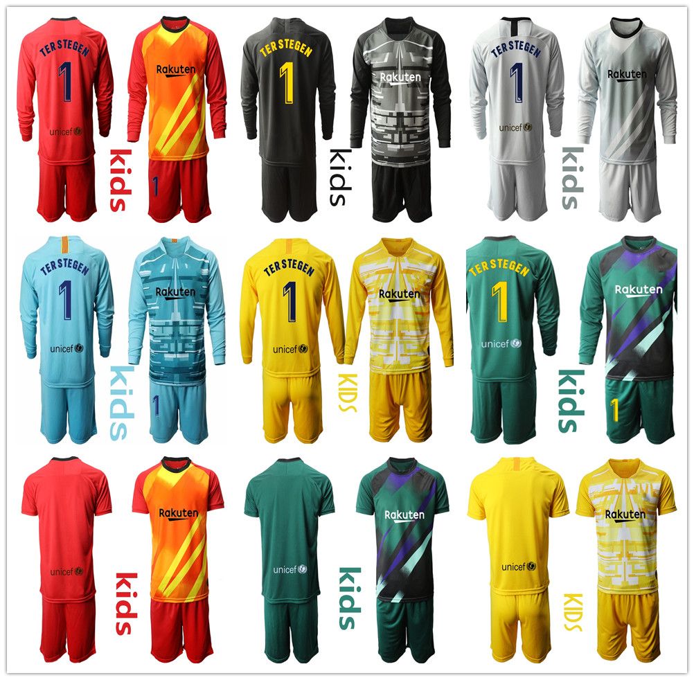 2019 20 Jóvenes Largos Ter Stegen Portero jerseys del fútbol del kit Niños Sets 1