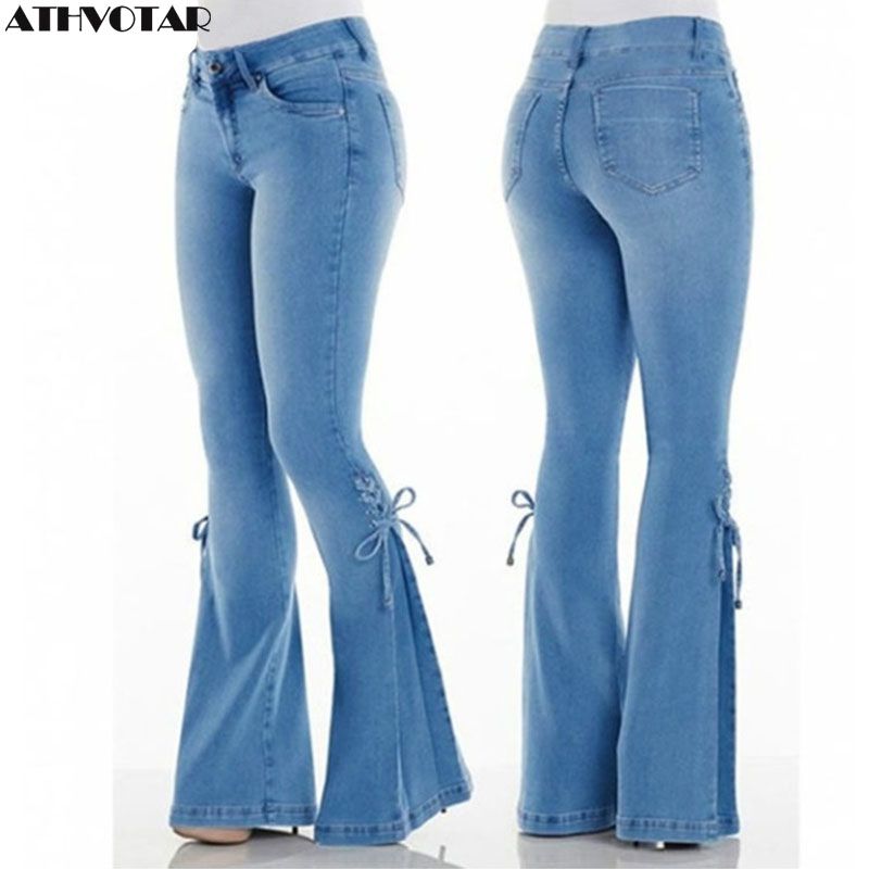 Compra ATHVOTAR Mediados De Cintura Jeans Mujer Moda Mujer Skinny Jeans  Tallas Grandes Mujeres Flare Negro Boyfriend Denim Barato | Entrega Rápida  Y Calidad | Es.Dhgate