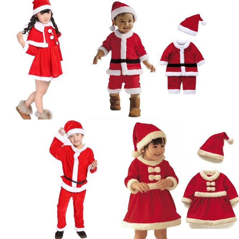 2020 Infant Baby Girls Christmas Outfit Toddler Santa Claus Costume Set