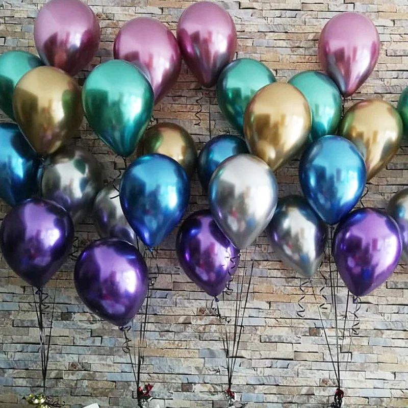12 Inches Metal Balloon Chrome Color Latex Pearl Light Circular