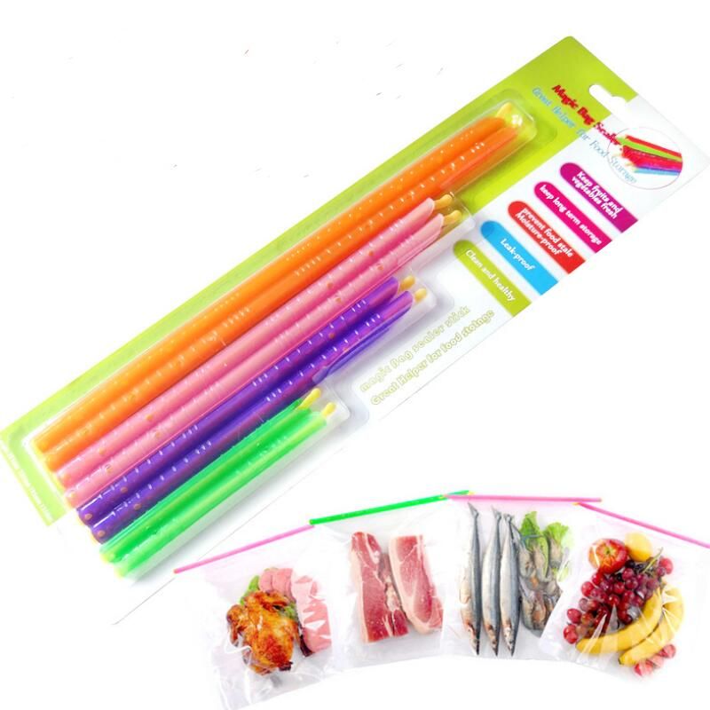 Magic Seal Bag Sealer Sticks Keeps Food Fresh Plastic Bag Sealer Clips