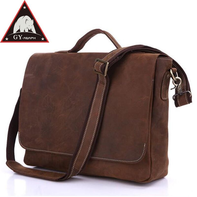 Compra Maletines De Cuero De ANAPH Crazy Horse Para Hombres, Maletines De  Colegio Adjuntos, Estuche Para Computadora Portátil De 15 Pulgadas, Fundas  De Mensajero Con Tapa De Solapa, En Color Marrón #