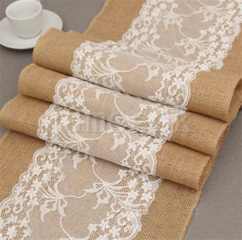 Table Runners Lace Burlap Hessian Rustic Table Runner Tablecloth