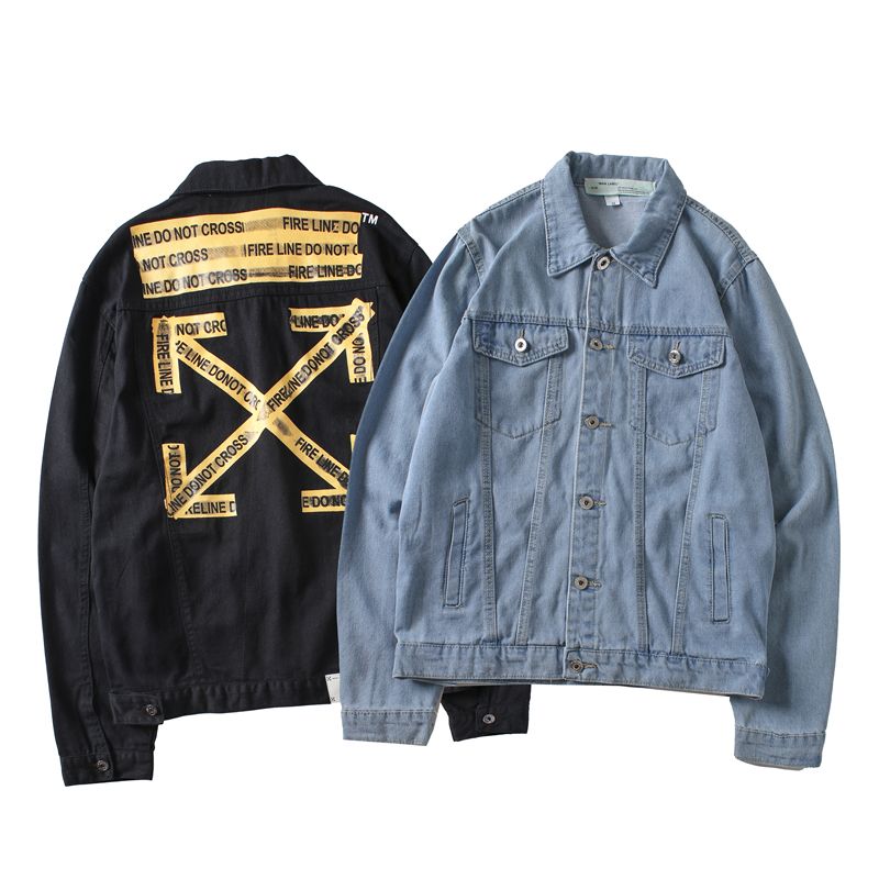 Skur score Kontoret Youth OFF Denim Jacket Designer High Quality European American Tide Brand  Yellow Letters Cordon Printing Couple Oil Painting Arrow Coat Hot From  Zunxiang999, $46.08 | DHgate.Com
