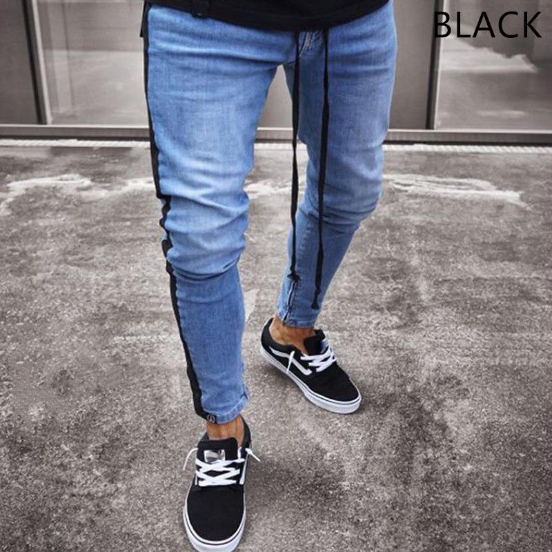 Acquistare Mens New 2 Styles Jeans Sport A Righe Uomo Design Unico  Pantaloni Slim Fit In Denim Pantaloni Uomo Con Foro Forato Frey Homme  Economico | Consegna Veloce E Qualità | It.Dhgate