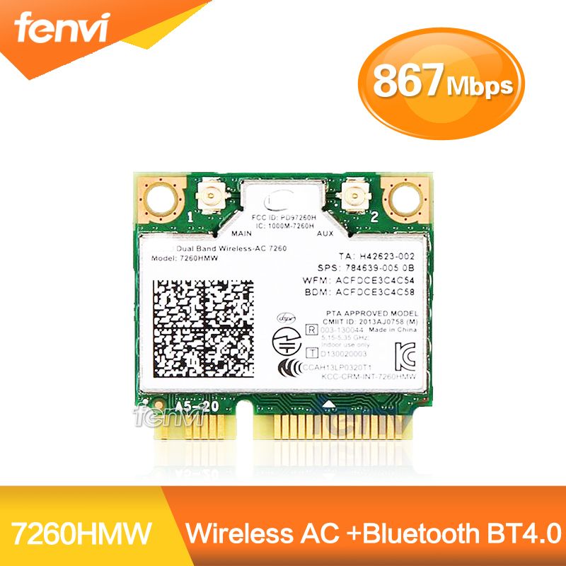 Dual Band 1200M Wireless Intel 7260 7260HMW BT4.0 802.11ac Mini PCI-E Wifi Card