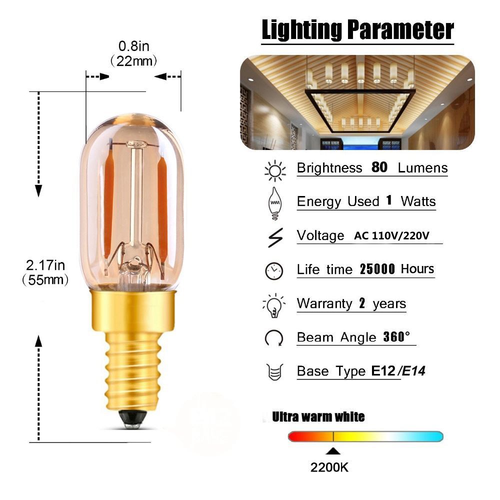 1W E12 E14 T22 LED Filament Kandelaar Lamp Retro Bulb, Super Warm Wit 10 Watt Equivalent 100 Lumen, Niet Dimbaar Van 2,34 € | DHgate