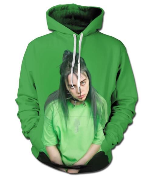 2020 Nueva Moda Unisex animado Billie Eilish 3D sudaderas Merch Hombres Mujeres adolescente unisex cómodo de material para el envío libre 013