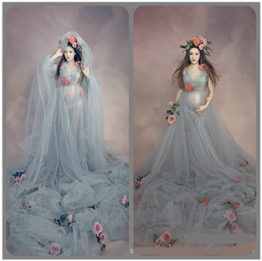 Maxi Vestido de maternidad para sesión fotográfica Vestido de broche de flores para mujeres embarazadas, fotografía Maxi Vestido de maternidad para sesión fotográfica Vestido de broche de flores para mujeres embarazadas, fotografía
