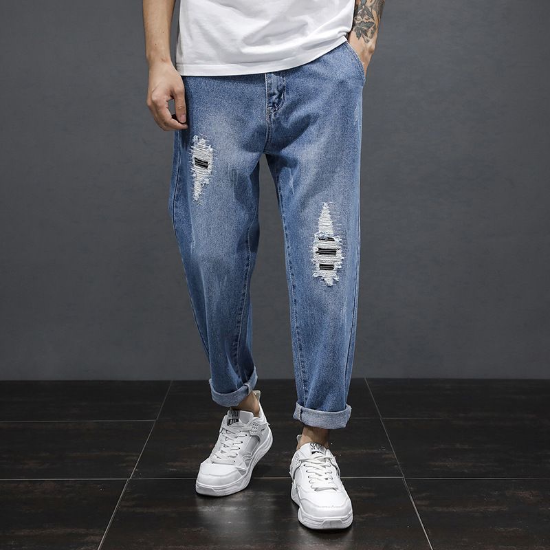 hombre 2020 pantalones vaqueros de diseño lujo nuevos pantalones del resorte pantalones vaqueros rasgados