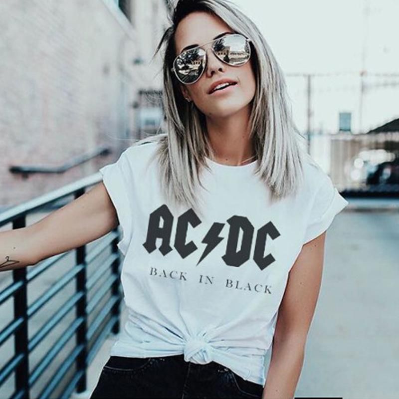 Inmundicia dolor de cabeza Sobrio 2020 Tops vintage Streetwear AC DC T Shirts Mujeres / Hombres Banda de roca  T-shirt Tallas