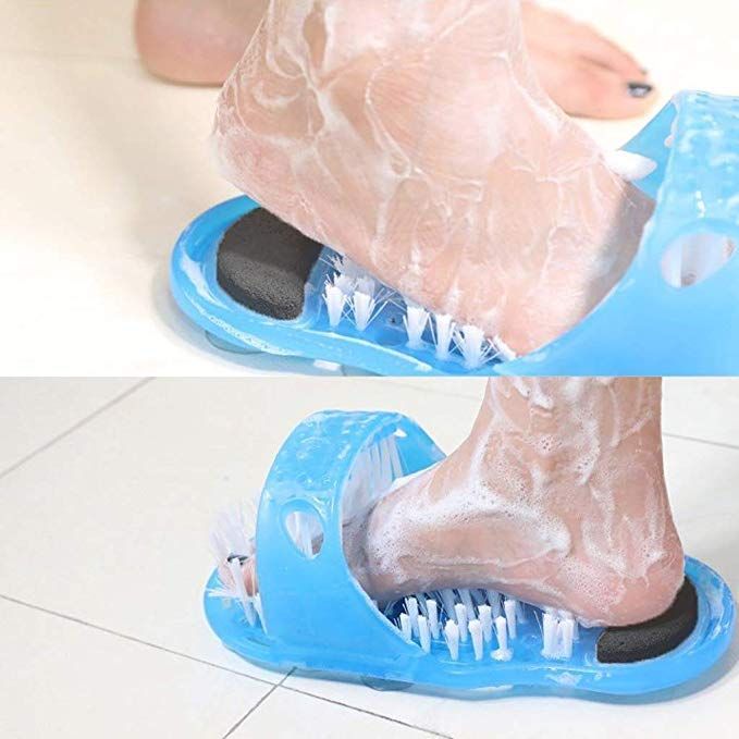Blue white Baño Zapato de Limpieza Cepillo Limpieza de Pies Zapatilla Relax Pie Baño Herramienta Para El Cuidado de Los Pies Scrubber de La Piel Baño Ducha