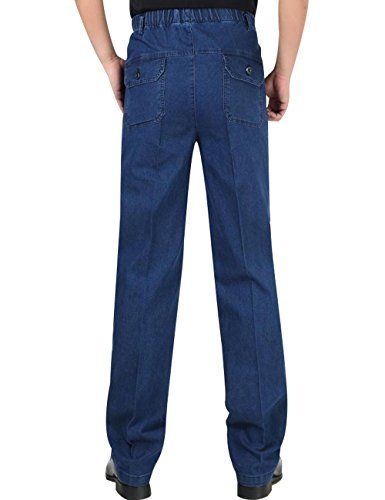 Zoulee Men's Full Elastic Waist Denim Pull On Jeans Straight Trousers Zoulee Men's Full Elastic Waist Denim Pull On Jeans Straight Trousers