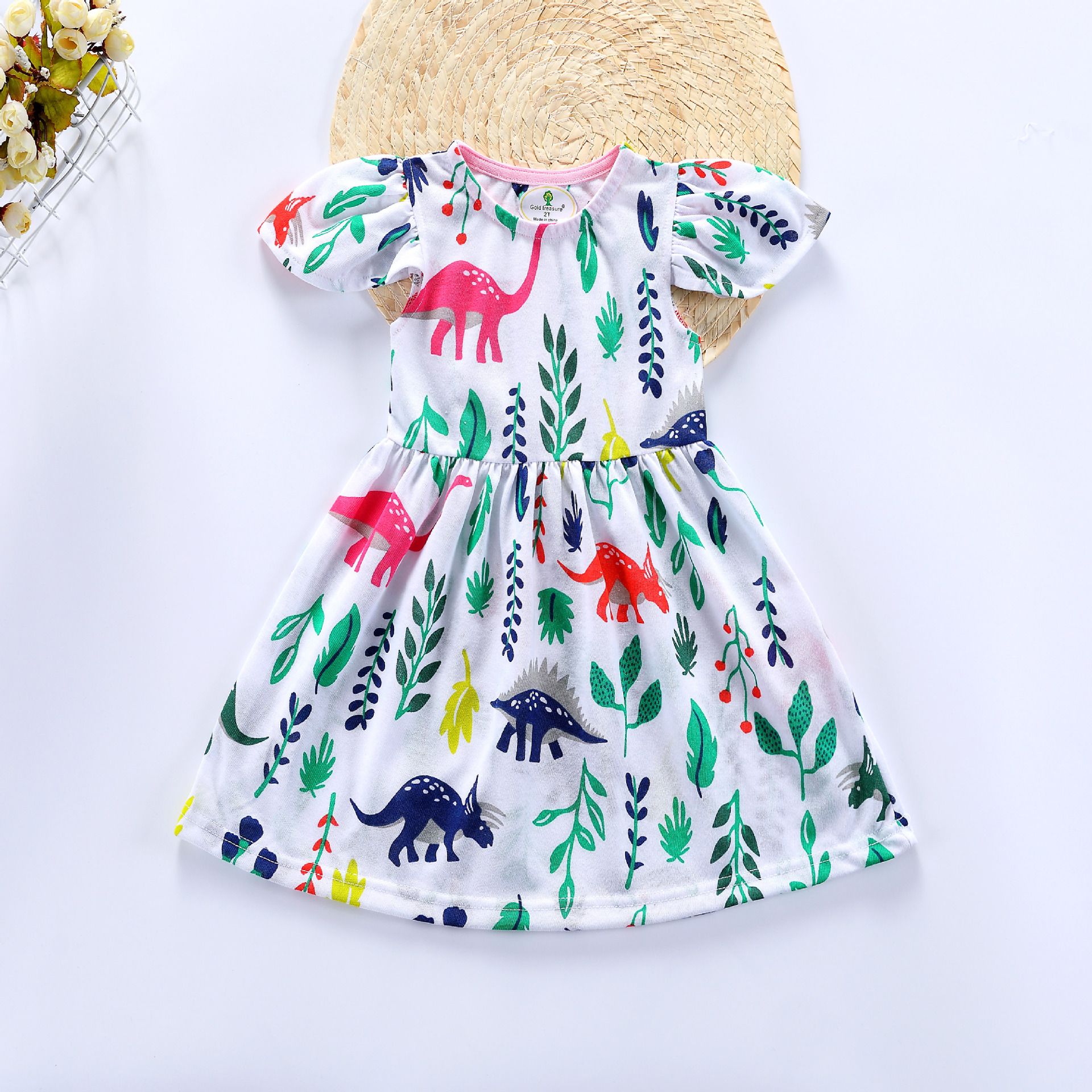 Winsummer Girls Cotton Fox Pattern Casual Long Sleeve Cartoon Princess Dress Summer Dress 