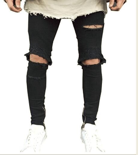 mens black ripped skinny jeans