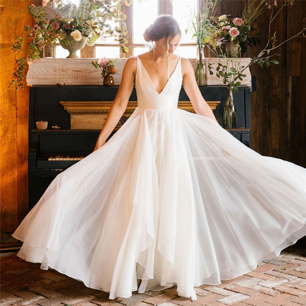 simple white wedding gown
