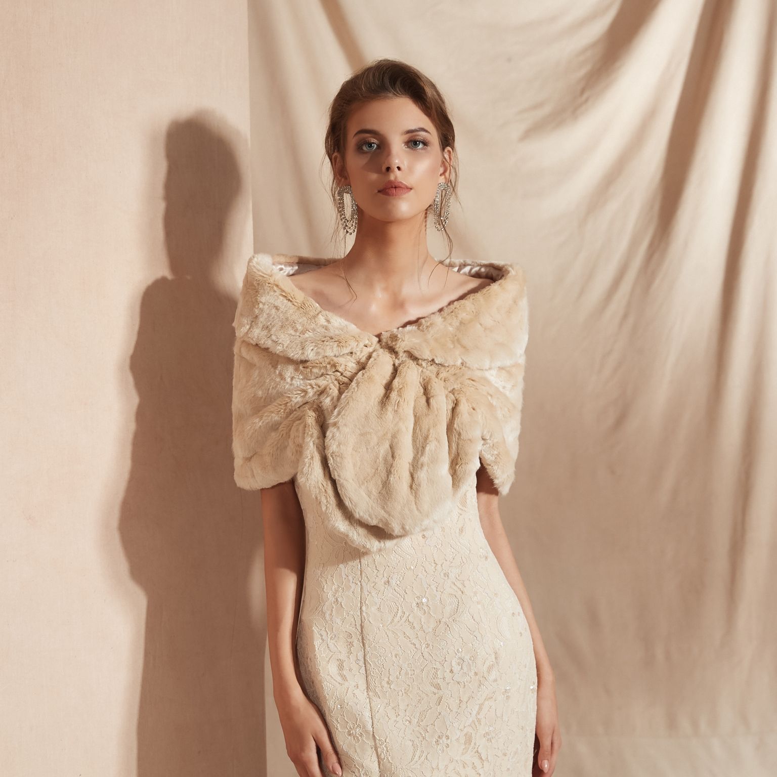 Prom dress with fur shawl Clearance