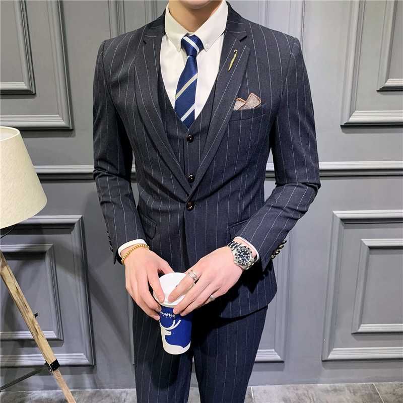 Compra Trajes Para Hombres Blazers Black Gris Rayas Buntines Formal Traje  Mariage Homme Gray TUXEDO 2021 Hombres De Invierno Rayas Rayas Boda Traje De  Novio Barato | Entrega Rápida Y Calidad | Es.Dhgate