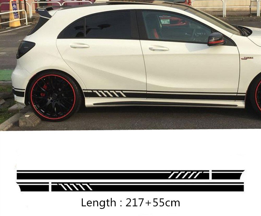 2pcs Vinyl Auto Side Skirt Car Sticker Decal Stripe For MercedesBenz