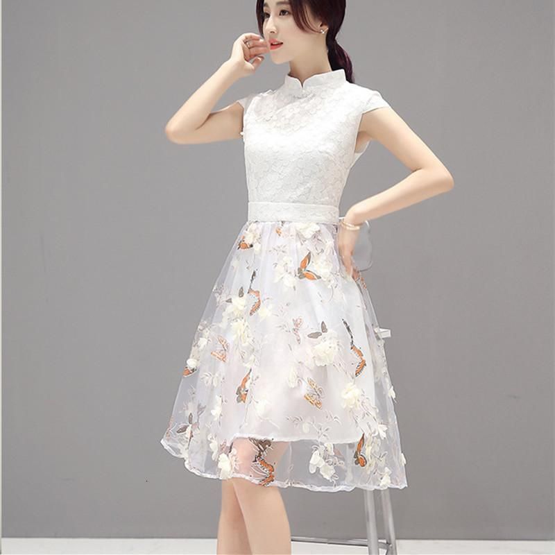 white summer dress knee length