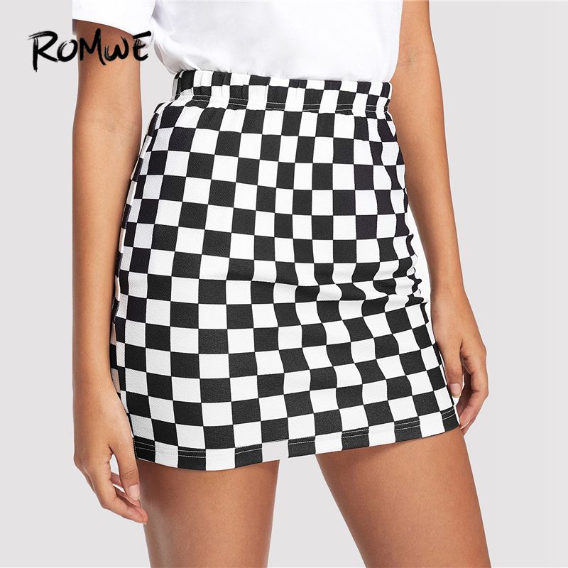 plaid print bodycon skirt