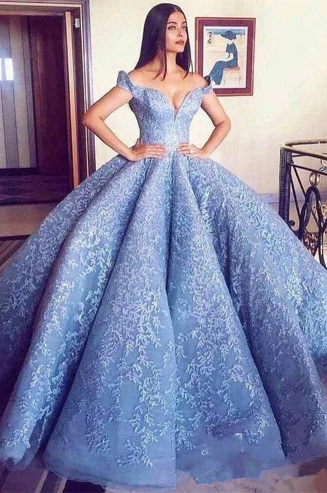 blue evening gown