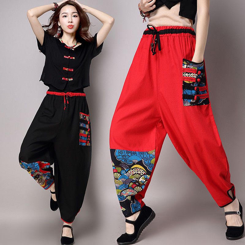 Compra Mujeres Calientes Para Mujer Estilo Étnico Algodón Bloomers Largos  Pantalones Casuales Pantalones SueltosM Barato | Entrega Rápida Y Calidad |  Es.Dhgate