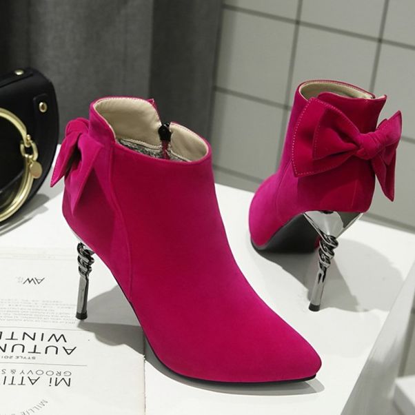 fuchsia pink ankle boots