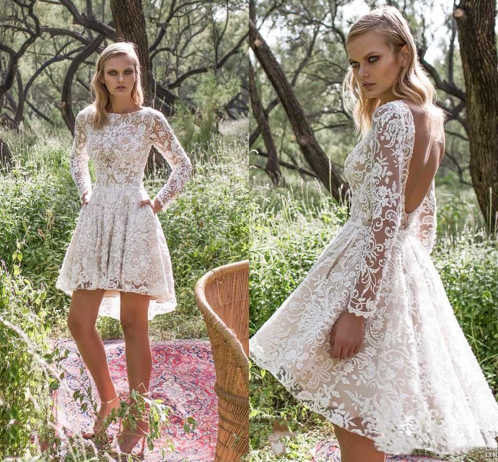 Lace Short Wedding Dress Long Sleeve 