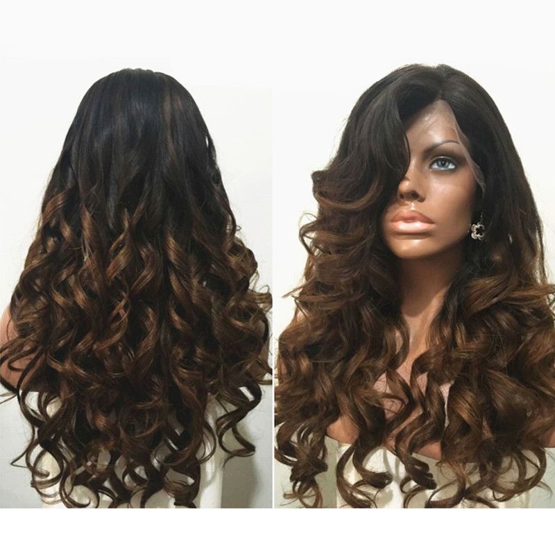 Brazilian Ombre Human Hair Loose Curly Wig 150 Density Blond Ombre