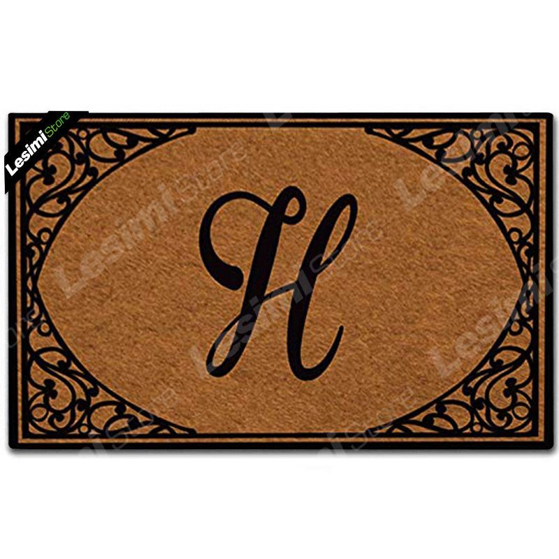 Custom Doormat Monogrammed Personalized Your Name And Initial Floral Frame Non Slip Entrance Indoor Outdoor Welcome Door Mat Cushions For Garden