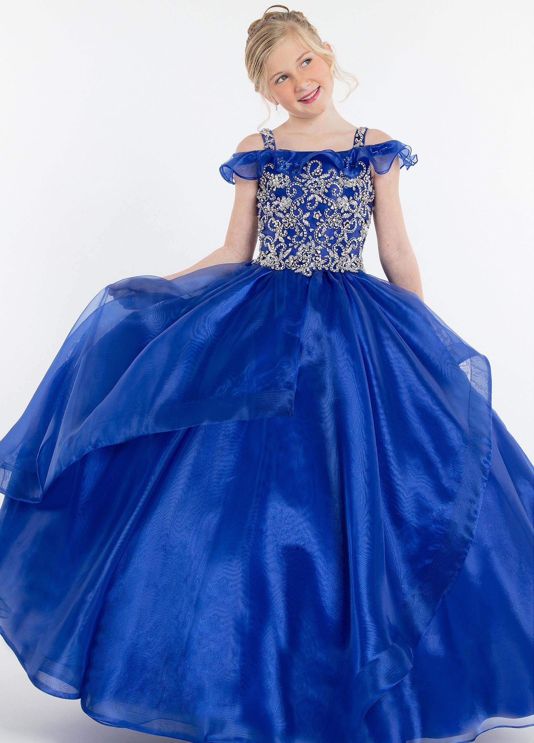 royal blue little girl pageant dress