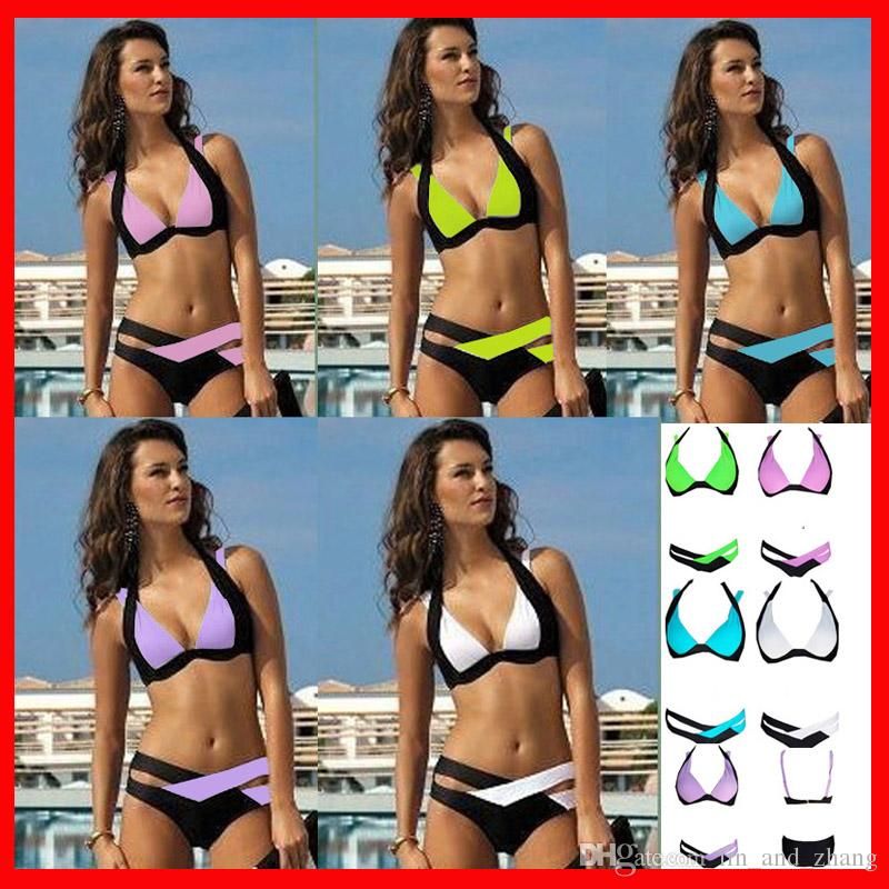 Donne Caviglia LEOPARDO STAMPA PATCHWORK Bikini Costumi da bagno Estate Costume da bagno