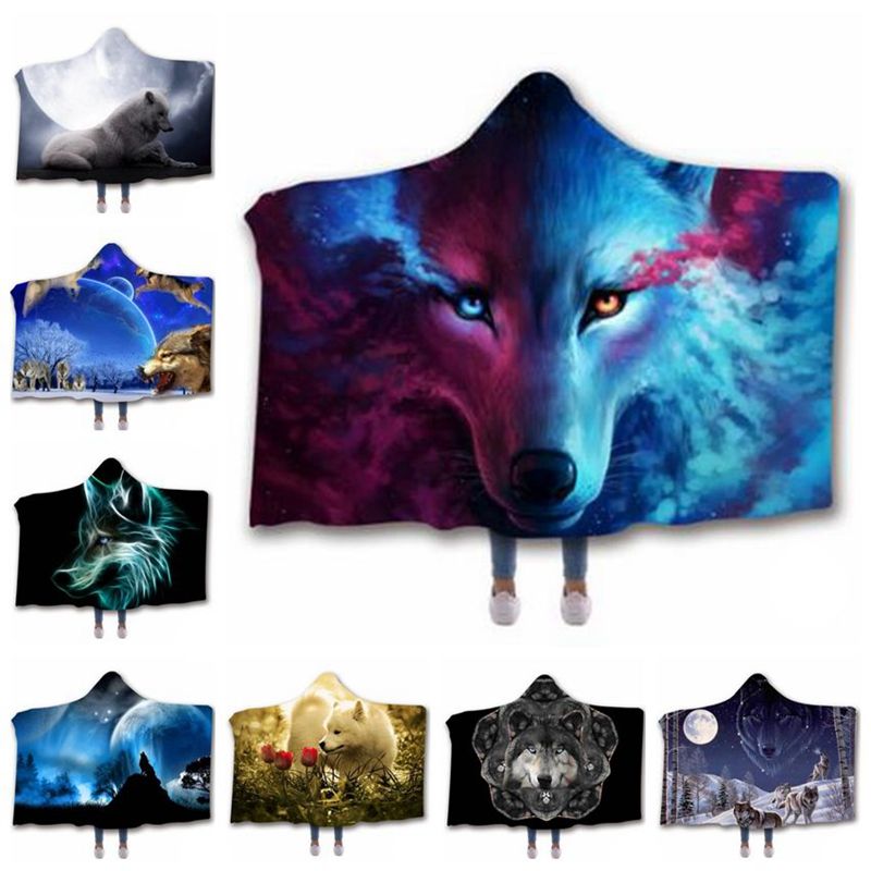 hooded wolf blanket