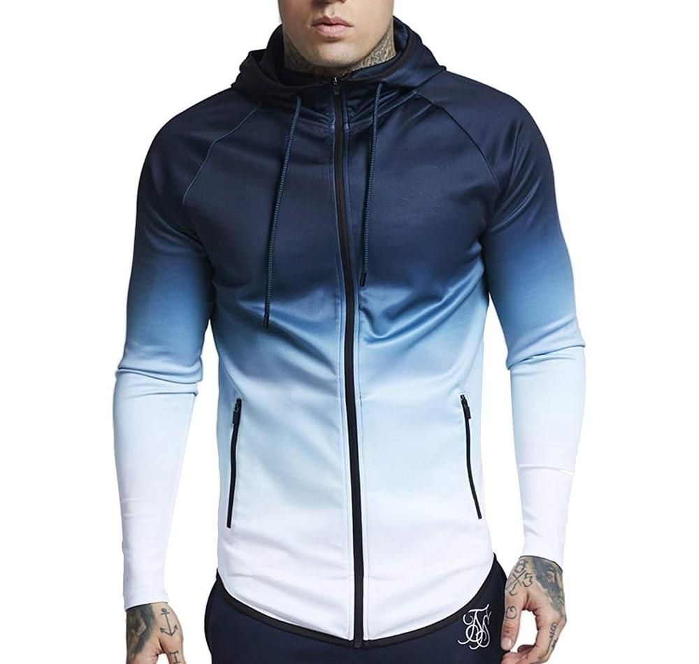 Compra Sudadera Con Capucha Los Hombres De Primavera Degradado De Color De  Moda De La Chaqueta Delgada Delgada Para Hombre De La Cremallera De La  Prendas De Vestir De Marca Cardigan Sudaderas