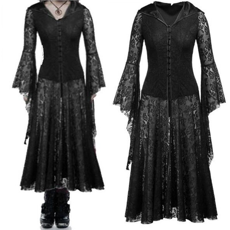 black lace witch dress
