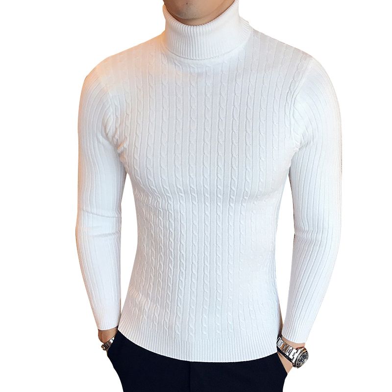 Compra Puente Blanco Para Hombre Prendas De Punto De Extracción De Invierno  Suéter Masculino Suéter De Cuello De Tortuga De Los Hombres De Homme Del  Cuello Alto De Los Hombres Suéter De