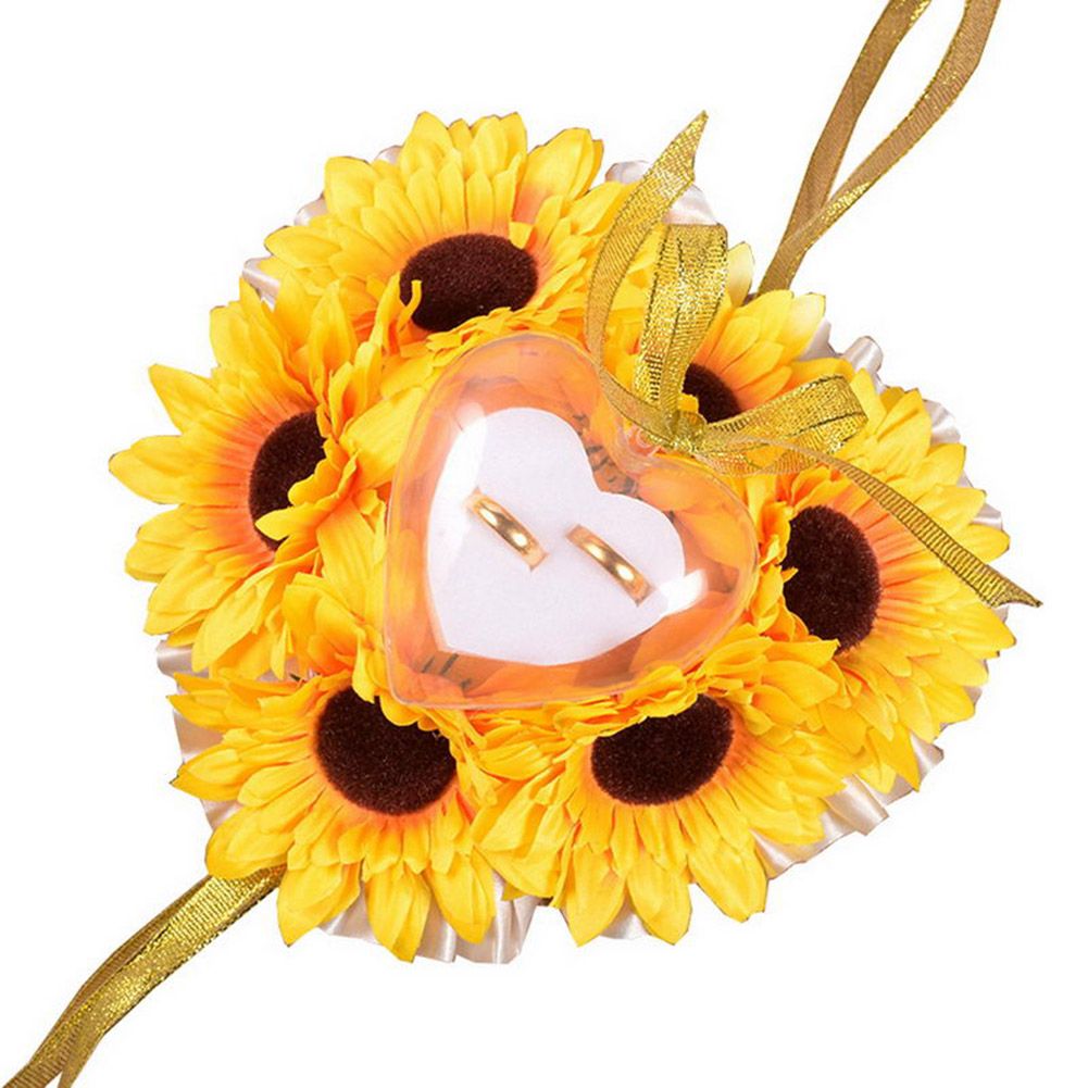 2020 Wedding Ring Pillow Sunflower Pillow Heart Shape