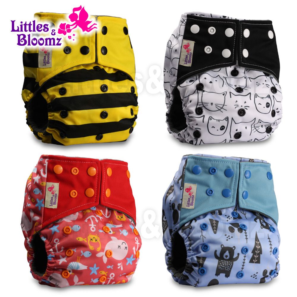 Pattern 7 Without Insert Reusable Pocket Real Cloth Nappy Washable Diaper Bamboo Charcoal Littles /& Bloomz