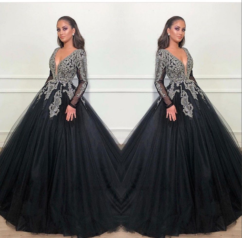 black and silver quinceanera dresses